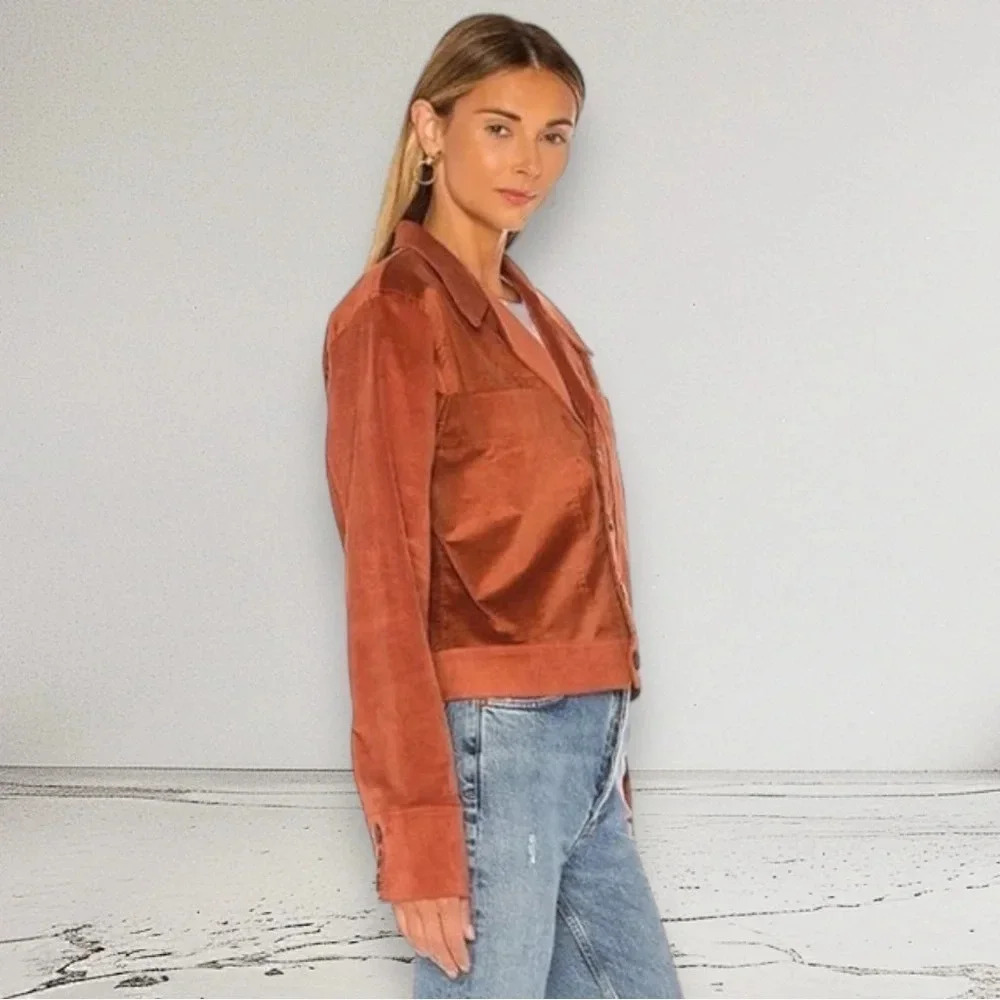 NWT REVOLVE ELLEJAY ELLIE VELVET JACKET in RUST size XS - Picture 6 of 8